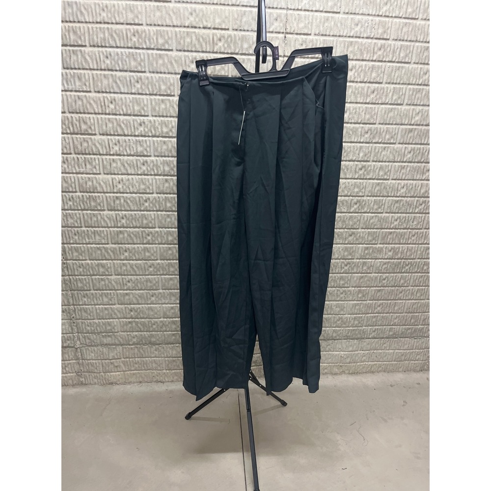 Cupshe Dark‎ Green High Waisted Wide Leg Trousers Side Zip Dress Pants XL NWT